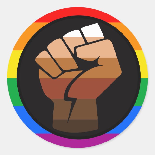 Sticker Rond FIERTÉ LGBTQ (POC Fist Pride) (Devant)