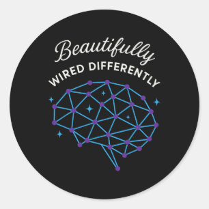 Sticker Rond Fierté neurodivergente Acceptation Tdah Autisme Di