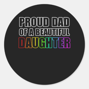Sticker Rond Fierté Papa LGBT Lesbienne fille Rainbow Ally