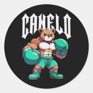 Sticker Rond Fierté Patriotique Alvarez Mexicain Boxe Ours Mexi