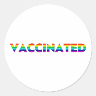 Sticker Rond Fierté vaccinée lgbt lgbtq gai couleurs arc-en-cie