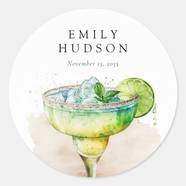 Sticker Rond Fiesta Aquarelle Enterrement de Vie de Jeune Fille (Devant)