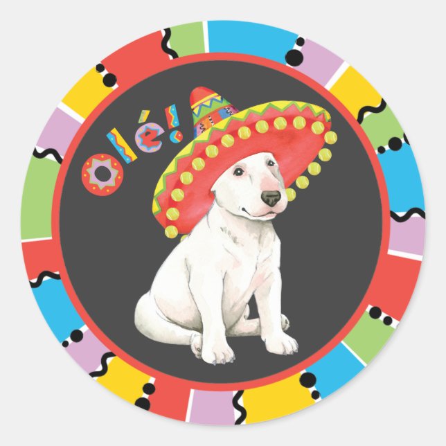 Sticker Rond Fiesta Bull Terrier (Devant)