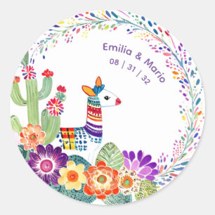 Sticker Rond FIESTA Cactus Artisanat Fleurs Personnalisé
