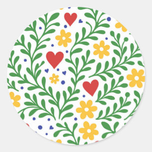Sticker Rond Fiesta de Amor Bold Mariage floral coloré