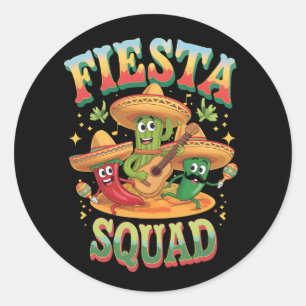Sticker Rond Fiesta Squad Funny Cinco De Mayo Parti Mexicain