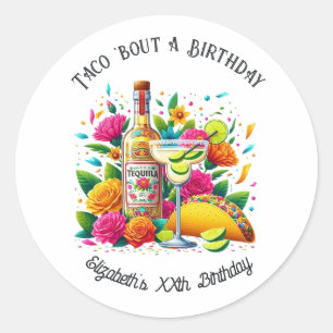 Sticker Rond Fiesta "Taco ’Bout a Birthday"