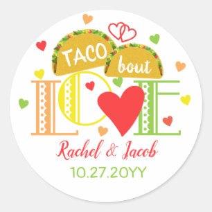 Sticker Rond Fiesta Taco Bout Love Colorful Engagement Party