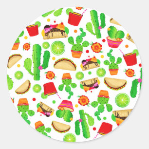 Sticker Rond Fiesta Tacos Taco Mardi Coloré Cinco de Mayo