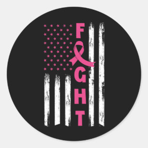 Sticker Rond Fight Breast Cancer American