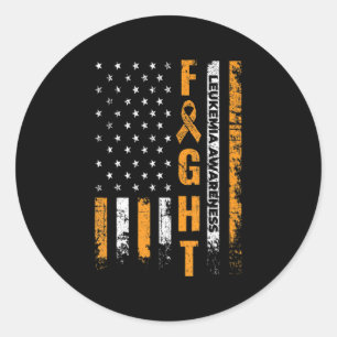 Sticker Rond Fight USA Drapeau Leucémie Sensibilisation Cancer 