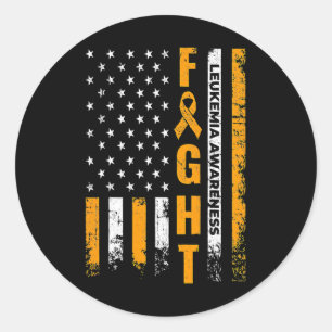Sticker Rond Fight USA Drapeau Leucémie Sensibilisation Cancer 