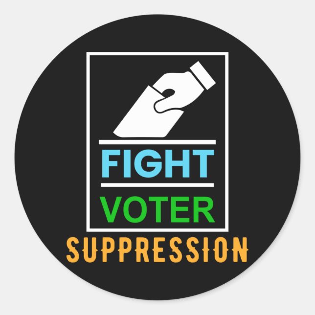 Sticker Rond Fight Voter Suppression - Election Design (Devant)
