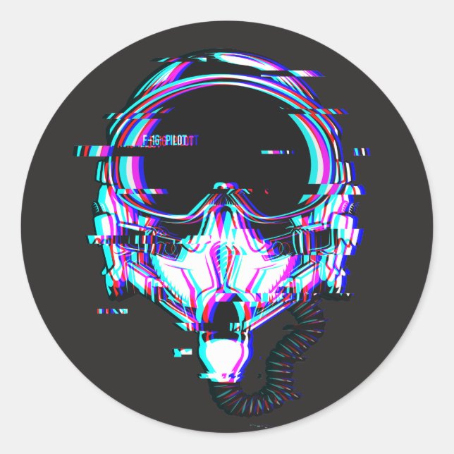 Sticker Rond Fighter Pilot Helmet effet de paillettes vitesse m (Devant)
