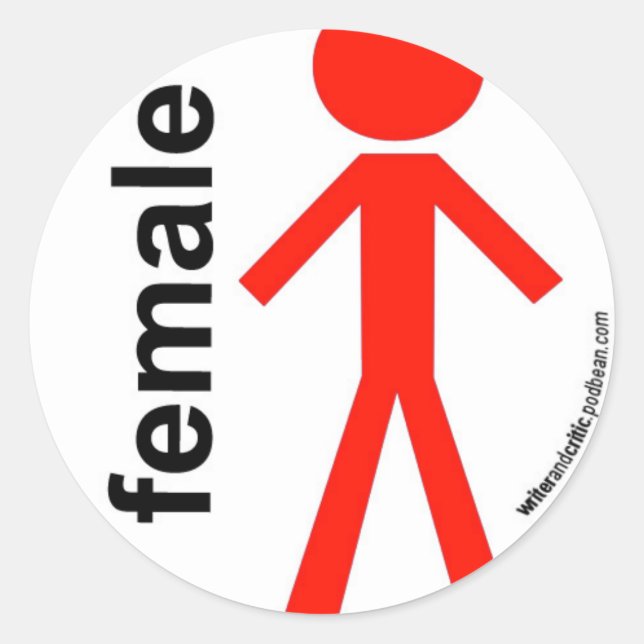 Sticker Rond Figure de bâton femelle (Devant)