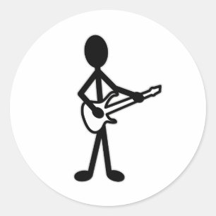 Sticker Rond Figure de bâton guitariste