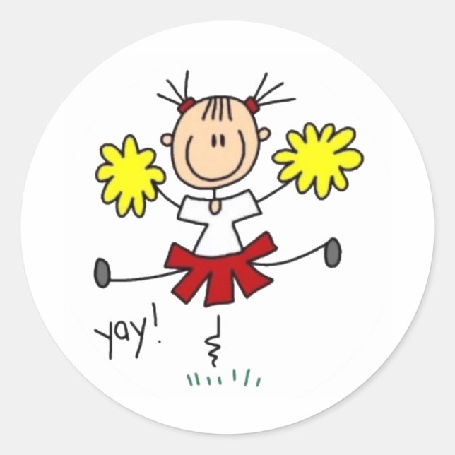 Sticker Rond Figure de la tige de pom-pom girl (Devant)