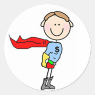 Sticker Rond Figure Superhero Boy Stick