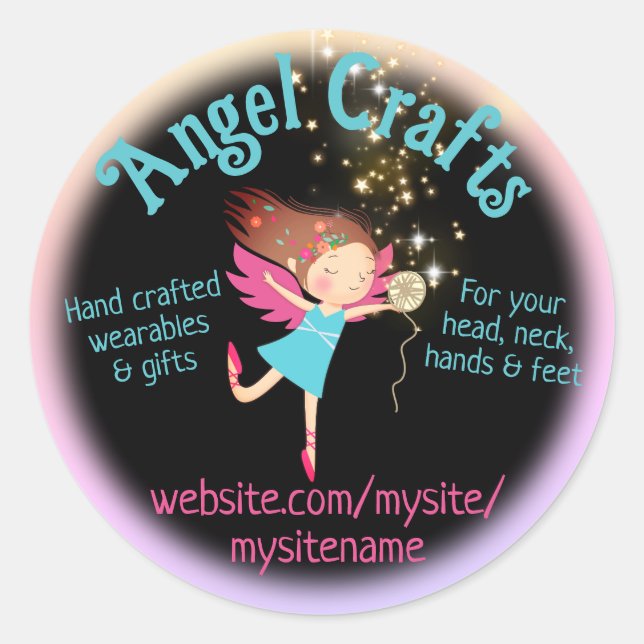 Sticker Rond Fil de fée Angel tricot crochet artisanat à l'espu (Devant)