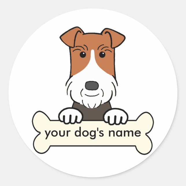 Sticker Rond Fil Fox Terrier personnalisé (Devant)