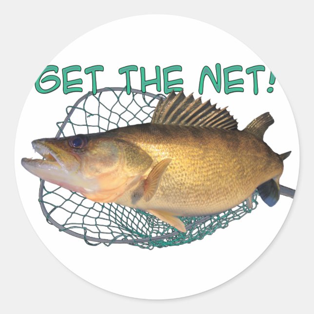 Sticker Rond Filet de pêche à la traîne (Devant)