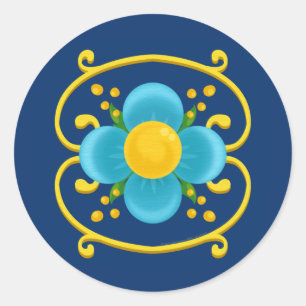 Sticker Rond Filete Porteño Buenos Aires Flore bleue et or