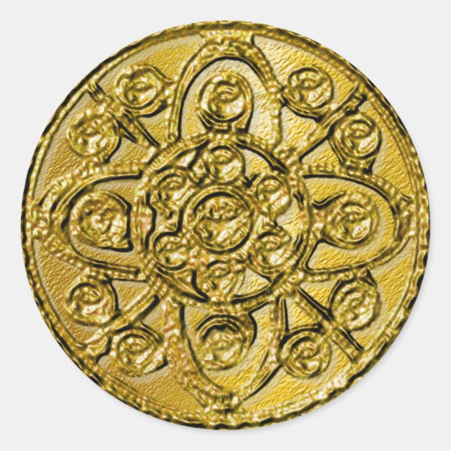 Sticker Rond Filigree or texturé (Devant)
