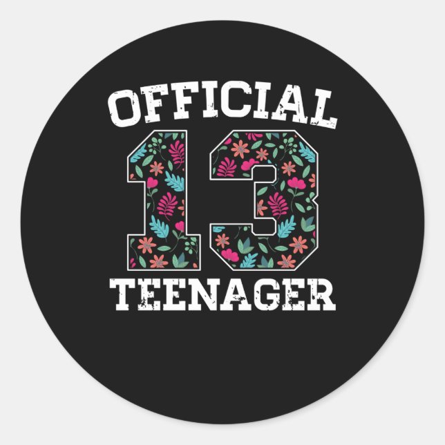 Sticker Rond Fille 13e anniversaire Adolescent officiel (Devant)