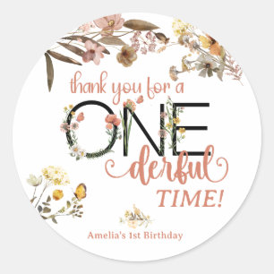 Sticker Rond Fille 1er anniversaire   Onederful