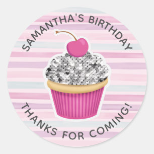 Sticker Rond Fille anniversaire merci