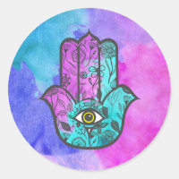Fille aquarelle Floral Imprimer Hamsa Main de Fati
