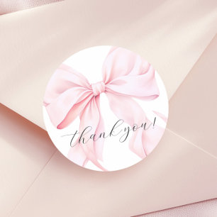 Sticker Rond Fille au nœud rose premier anniversaire