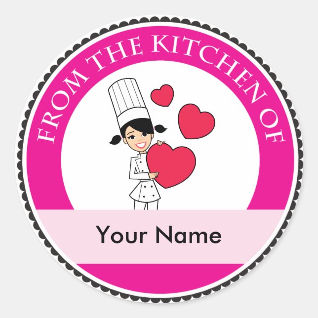 Sticker Rond Fille avec les coeurs Motif - (Devant)