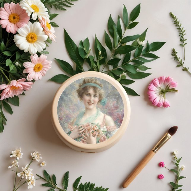 Sticker Rond Fille avec roses par Emile Vernon (Créateur téléchargé)