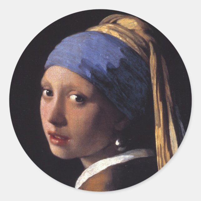 Sticker Rond Fille avec une oreille perle (Devant)