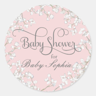 Sticker Rond Fille Baby shower Babys Respirer Boho Floral Wreat