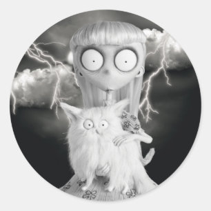 Sticker Rond Fille bizarre