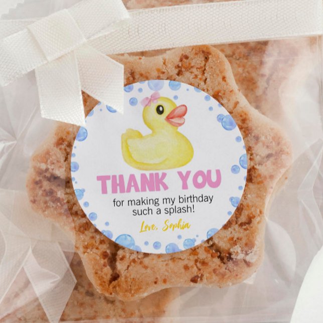 Sticker Rond Fille canard en caoutchouc Baby shower d'anniversa (Créateur téléchargé)