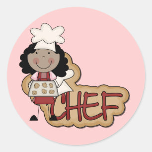 Sticker Rond Fille chef Chemises et cadeaux afro-américains