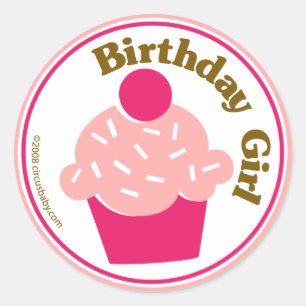 Sticker Rond Fille d'anniversaire