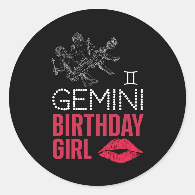 Sticker Rond Fille d'anniversaire Gemini (Devant)