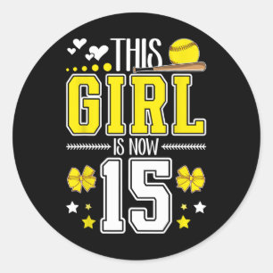 Sticker Rond Fille de 15 ans pour un doux anniversaire Joueuse 