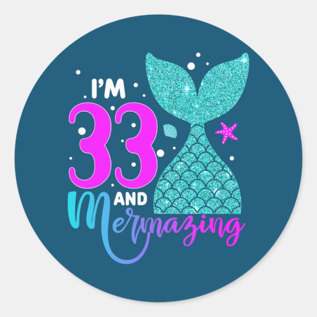 Sticker Rond Fille de 33 ans Deuxième Fille de 33e anniversaire (Devant)