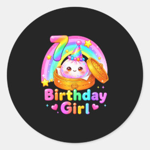 Sticker Rond Fille de 7 ans anniversaire dumpling kawaii pastel