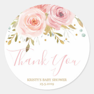 Sticker Rond Fille de Baby shower rose pâle Fille Favoriser
