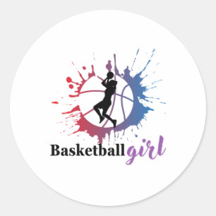 Sticker Rond Fille de basket-ball