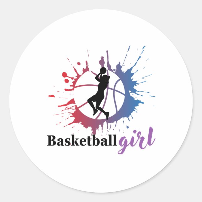 Sticker Rond Fille de basket-ball (Devant)