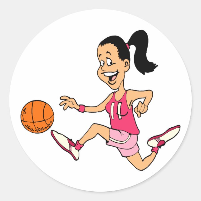Sticker Rond Fille de basket-ball (Devant)