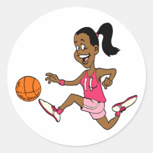Sticker Rond Fille de basket-ball