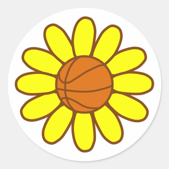 Sticker Rond Fille de basket-ball jaune (Devant)